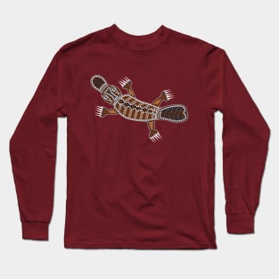 An illustration based on aboriginal style of dot painting depicting Platypus Long Sleeve T-Shirt